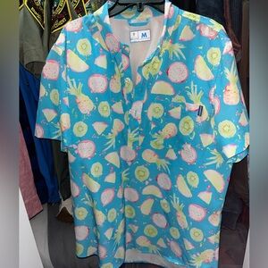 CHUBBIES PULLOVER MEDIUM fruit pineapple kiwi stretch, vented SHIRT. NWOT men